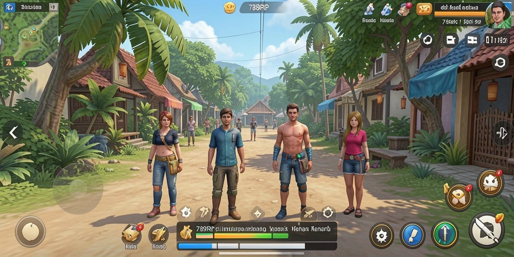 Tampilan gameplay dari 789RP menunjukkan aktivitas simulasi kehidupan sehari-hari.