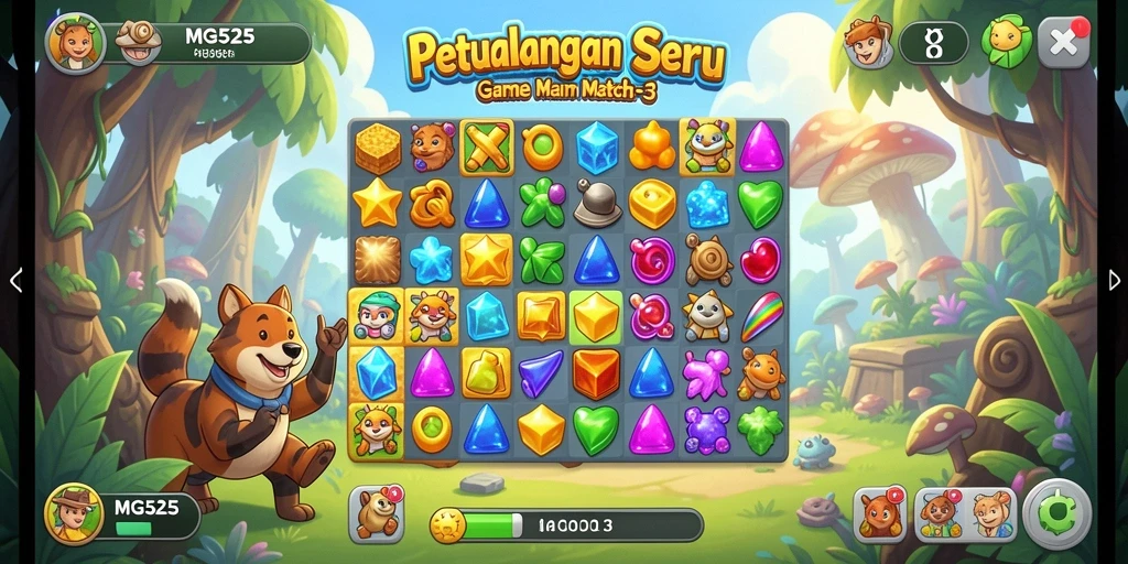 Tampilan gameplay seru MG525 dengan balok warna-warni yang menarik.