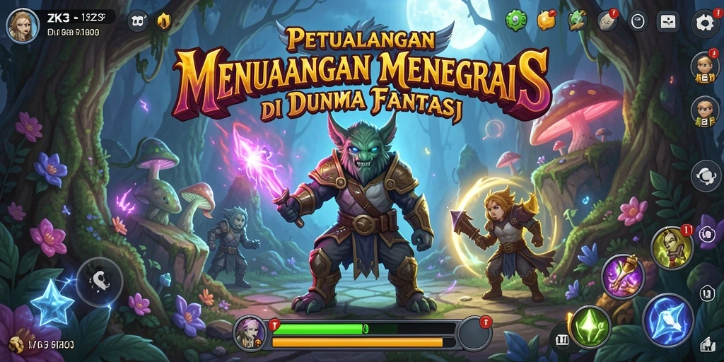 Tangkapan layar utama ZK3 menampilkan aksi seru dalam petualangan epik.